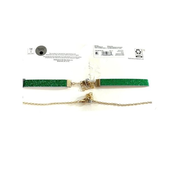 Walmart St Patrick’s Day Duo Choker Set Green/Gold 12” Chains with Extenders - Picture 3 of 4